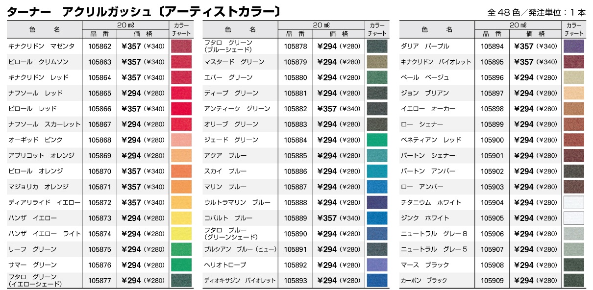 本物◇ ターナー アクリルガッシュ